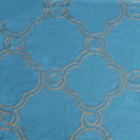 Embroidered Moroccan Trellis Sheer Grommet Curtain Panel Set (Color: Aquarius, size: 52" X 96")