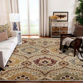 Augusta Vintage Floral Damask Indoor Area Rug or Runner (Color: Camel, size: 8'x10')