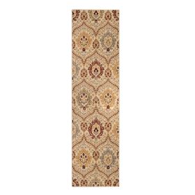 Augusta Vintage Floral Damask Indoor Area Rug or Runner (Color: Camel, size: 2'7"x8')