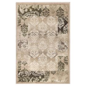 Mystique Distressed Damask Indoor Area Rug Or Runner Rug (Color: Beige, size: 8'x10')