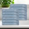 Rolla Cotton Geometric Jacquard Plush Face Towel Washcloth Set of 12