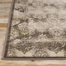 Mystique Distressed Damask Indoor Area Rug Or Runner Rug (Color: Brown, size: 4'x6')