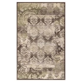 Mystique Distressed Damask Indoor Area Rug Or Runner Rug (Color: Brown, size: 5'x8')