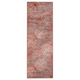 Leigh Traditional Floral Scroll Indoor Area Rug or Runner Rug Or Door Mat (Color: Ginger, size: 2'7"x8')