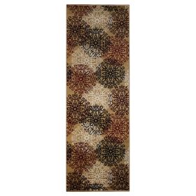 Leigh Traditional Floral Scroll Indoor Area Rug or Runner Rug Or Door Mat (Color: Gold, size: 2'7"x8')