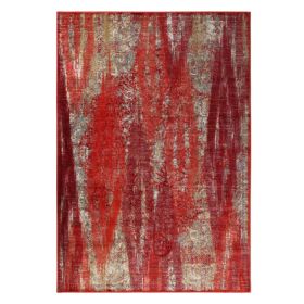 Brayton Modern Brushstrokes Non-Slip Washable Indoor Area Rug or Runner (Color: Orange, size: 8'x10')