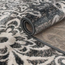 Leigh Traditional Floral Scroll Indoor Area Rug or Runner Rug Or Door Mat (Color: Slate, size: 8'x10')