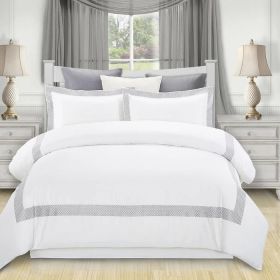 Glenmont Embroidered Duvet Cover Set (Color: White, size: Twin/Twin XL)