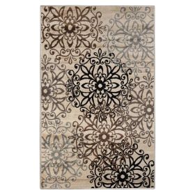 Leigh Traditional Floral Scroll Indoor Area Rug or Runner Rug Or Door Mat (Color: Beige, size: 8'x10')