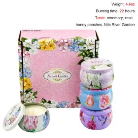 Chrstmas Gifts Vintage Scented Candles Set Flower Jar Candle Fragrance Soy Wax Natural Candle With Tin Can Wedding Birthday Home (Color: Set D-4PCS, Ships From: CN)