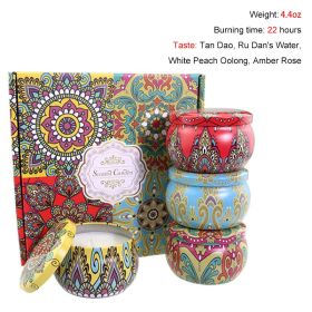 Chrstmas Gifts Vintage Scented Candles Set Flower Jar Candle Fragrance Soy Wax Natural Candle With Tin Can Wedding Birthday Home (Color: Set E-4PCS, Ships From: CN)