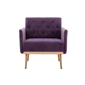 Chair ; leisure single sofa with Rose Golden feet (Color: Purple)