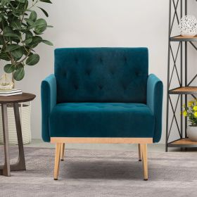 Chair ; leisure single sofa with Rose Golden feet (Color: Teal)