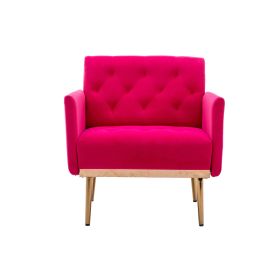 Chair ; leisure single sofa with Rose Golden feet (Color: Rose Red)