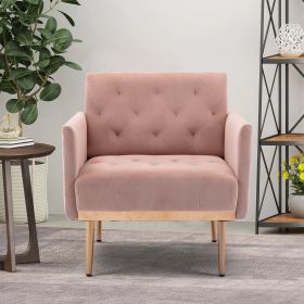 Chair ; leisure single sofa with Rose Golden feet (Color: Pink)