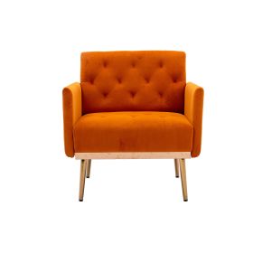 Chair ; leisure single sofa with Rose Golden feet (Color: Orange)