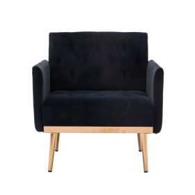 Chair ; leisure single sofa with Rose Golden feet (Color: Black)