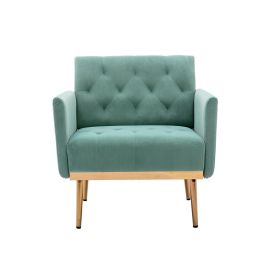 Chair ; leisure single sofa with Rose Golden feet (Color: Mint Green)