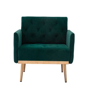 Chair ; leisure single sofa with Rose Golden feet (Color: Green)