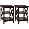 3-Tier X-Design Nightstands with Storage Shelves for Living Room Bedroom