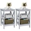 3-Tier X-Design Nightstands with Storage Shelves for Living Room Bedroom