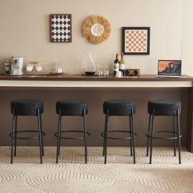 30" Tall, Round High Bar Stools, Set of 2 - Contemporary upholstered dining stools for kitchens (Color: as Pic)