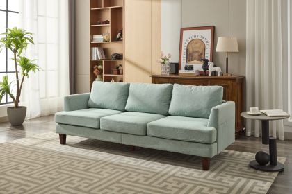 Fabric 3 Seater Couch with 2 USB, Comfortable Sectional Couches and Sofas for Living Room Bedroom Office Small Space, Easy Assembly & Comfy Cushion (Color: Light Green)