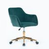 Modern Velvet Adjustable Height 360 Revolving Home Office Chair With Gold Metal Legs And Universal Wheel For Indoor