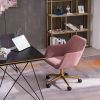 Modern Velvet Adjustable Height 360 Revolving Home Office Chair With Gold Metal Legs And Universal Wheel For Indoor