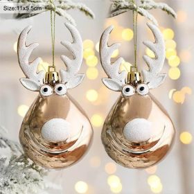 2pcs Elk Christmas Balls Ornaments Xmas Tree Hanging Bauble Pendant Christmas Decorations for Home New Year Party Navidad 2024 (Variant: 2 pcs A)