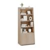 6-Tier Bookcase Freestanding Ladder Bookshelf with 2 Adjustable Shelves and Flip Up Door