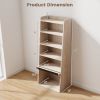 6-Tier Bookcase Freestanding Ladder Bookshelf with 2 Adjustable Shelves and Flip Up Door