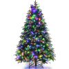 Pre-Lit Snowy Christmas Hinged Tree with Flash Modes and Multi-Color Lights