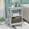 3-Tier X-Design Nightstands with Storage Shelves for Living Room Bedroom