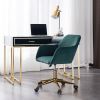 Modern Velvet Adjustable Height 360 Revolving Home Office Chair With Gold Metal Legs And Universal Wheel For Indoor