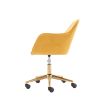 Modern Velvet Adjustable Height 360 Revolving Home Office Chair With Gold Metal Legs And Universal Wheel For Indoor