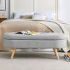 Ottoman Oval Storage Bench,Rubber Wood Legs