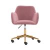 Modern Velvet Adjustable Height 360 Revolving Home Office Chair With Gold Metal Legs And Universal Wheel For Indoor