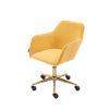 Modern Velvet Adjustable Height 360 Revolving Home Office Chair With Gold Metal Legs And Universal Wheel For Indoor