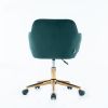 Modern Velvet Adjustable Height 360 Revolving Home Office Chair With Gold Metal Legs And Universal Wheel For Indoor