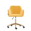 Modern Velvet Adjustable Height 360 Revolving Home Office Chair With Gold Metal Legs And Universal Wheel For Indoor