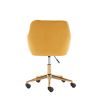 Modern Velvet Adjustable Height 360 Revolving Home Office Chair With Gold Metal Legs And Universal Wheel For Indoor