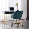 Modern Velvet Adjustable Height 360 Revolving Home Office Chair With Gold Metal Legs And Universal Wheel For Indoor