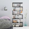 6 Tier S-Shaped Bookshelf Storage Display Bookcase Decor Z-Shelf