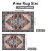 Vintage Area Rug Modern Non Slip Carpet Boho Low Pile Soft Rug Waterproof Machine Washable Rug for Living Room Bedroom Kitchen Dining Room Under Table