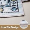 Vintage Area Rug Modern Non Slip Carpet Boho Low Pile Soft Rug Waterproof Machine Washable Rug for Living Room Bedroom Kitchen Dining Room Under Table