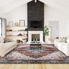 Vintage Area Rug Modern Non Slip Carpet Boho Low Pile Soft Rug Waterproof Machine Washable Rug for Living Room Bedroom Kitchen Dining Room Under Table