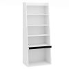 6-Tier Bookcase Freestanding Ladder Bookshelf with 2 Adjustable Shelves and Flip Up Door