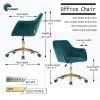 Modern Velvet Adjustable Height 360 Revolving Home Office Chair With Gold Metal Legs And Universal Wheel For Indoor