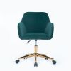 Modern Velvet Adjustable Height 360 Revolving Home Office Chair With Gold Metal Legs And Universal Wheel For Indoor